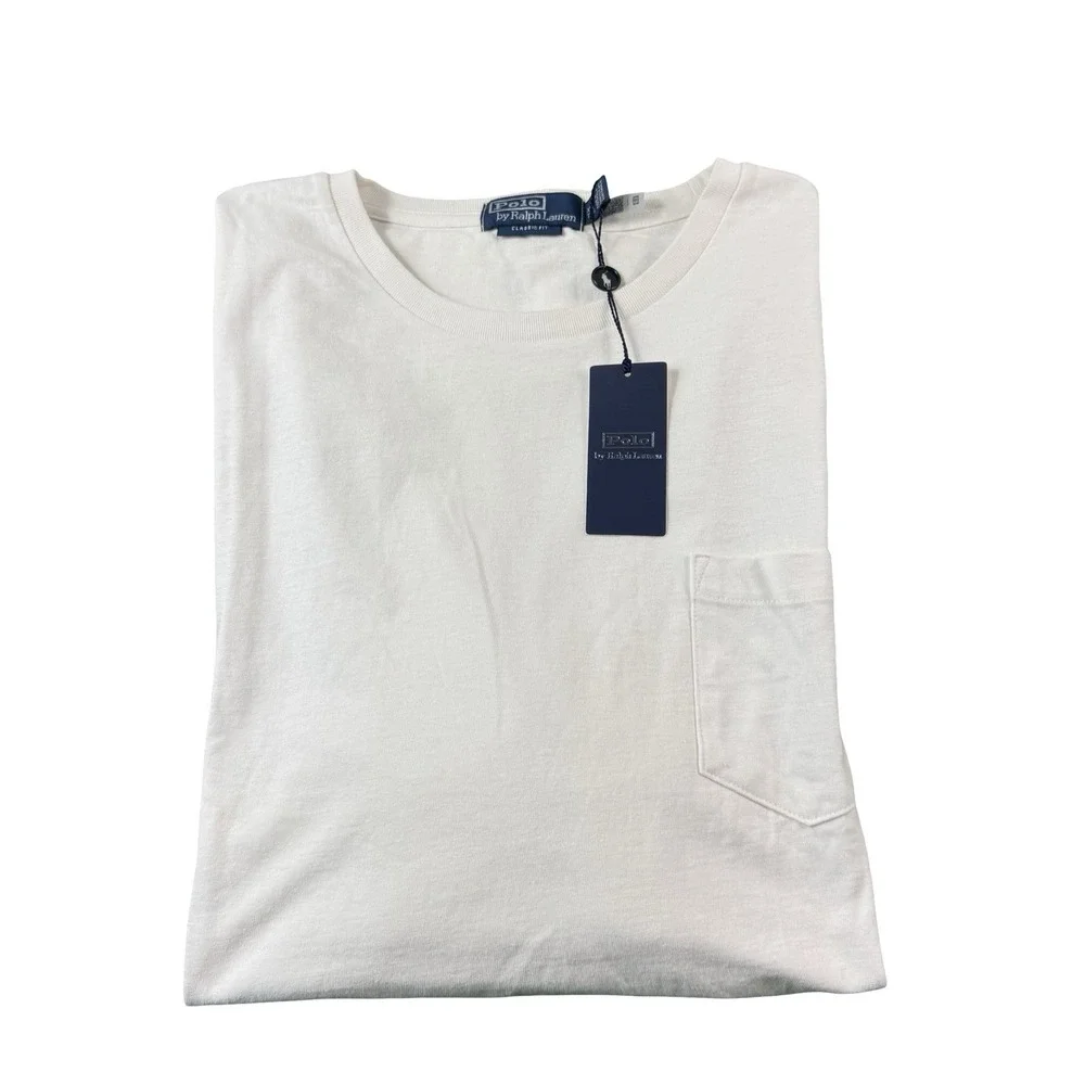 Polo Ralph Lauren White Pocket Mens S/S Cotton T Shirt SIze 2XL XXL NWT